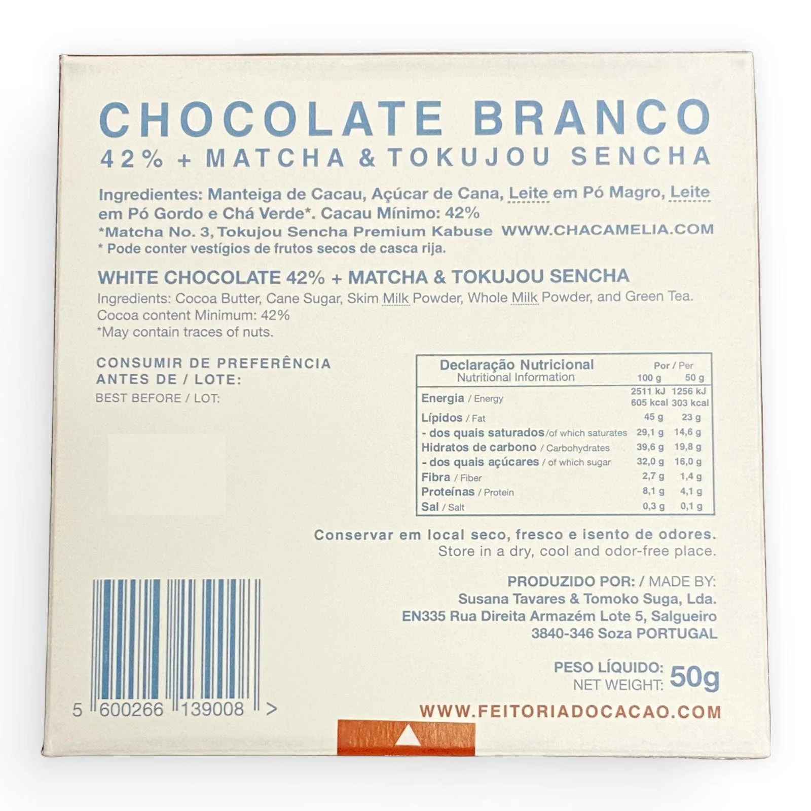 Feitoria Do Cacao 42% Matcha Tokujou Sencha White Chocolate